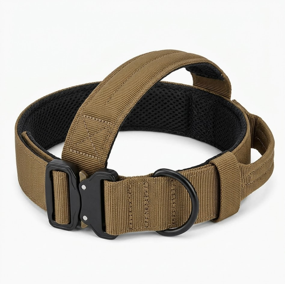Dfdgerhrefdfgfa-Hundehalsband mit Griff, gepolstertes Nylon Halsband für mittelgroße & große Hunde, verstellbar, robust mit Metallschnalle