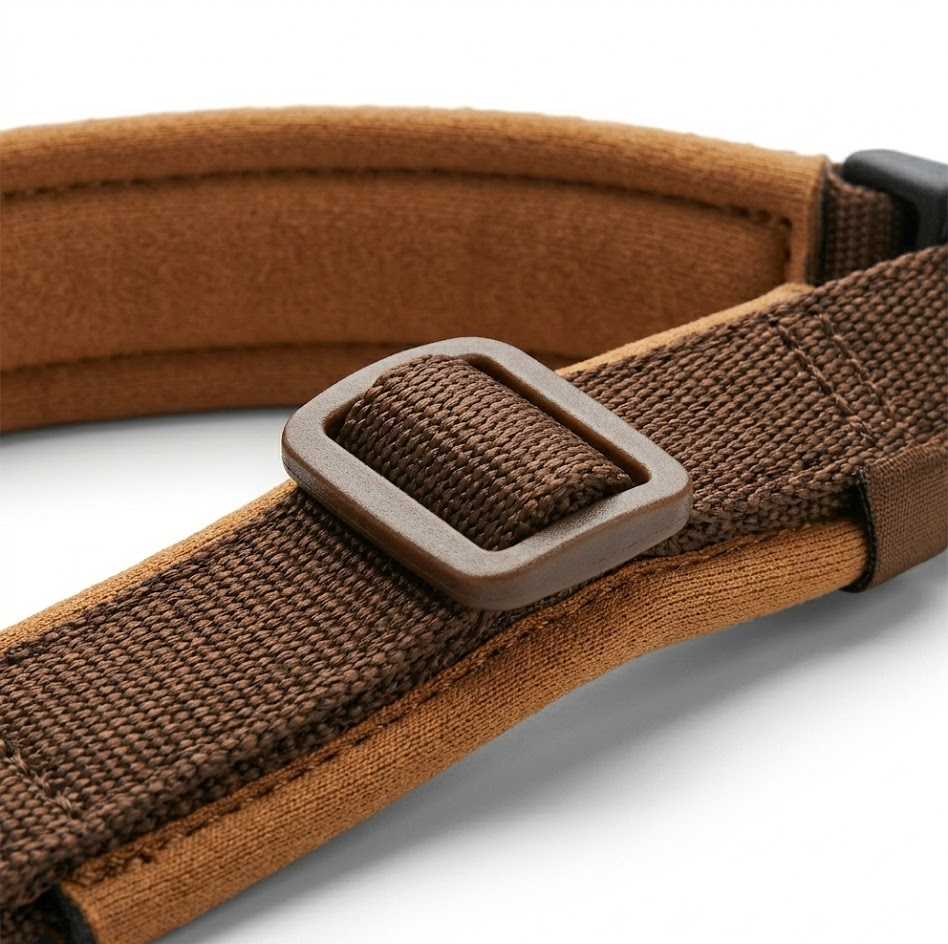 Dfdgerhrefdfgfa-Hundehalsband NEOPREN VARIO PLUS, Braun/Caramel, strapazierfähiges Nylon mit weicher Neoprenpolsterung, stufenlos verstellbar, komfortabel & pflegeleicht, Größe S-M/2,0