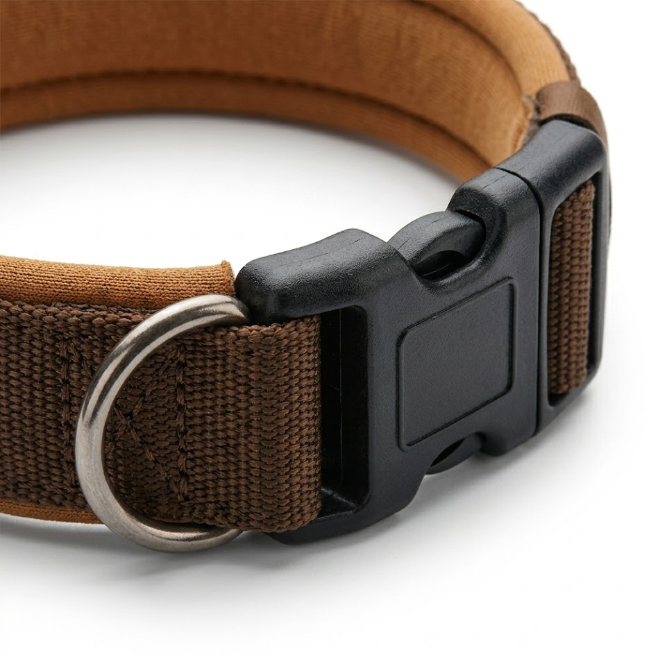 Dfdgerhrefdfgfa-Hundehalsband NEOPREN VARIO PLUS, Braun/Caramel, strapazierfähiges Nylon mit weicher Neoprenpolsterung, stufenlos verstellbar, komfortabel & pflegeleicht, Größe S-M/2,0