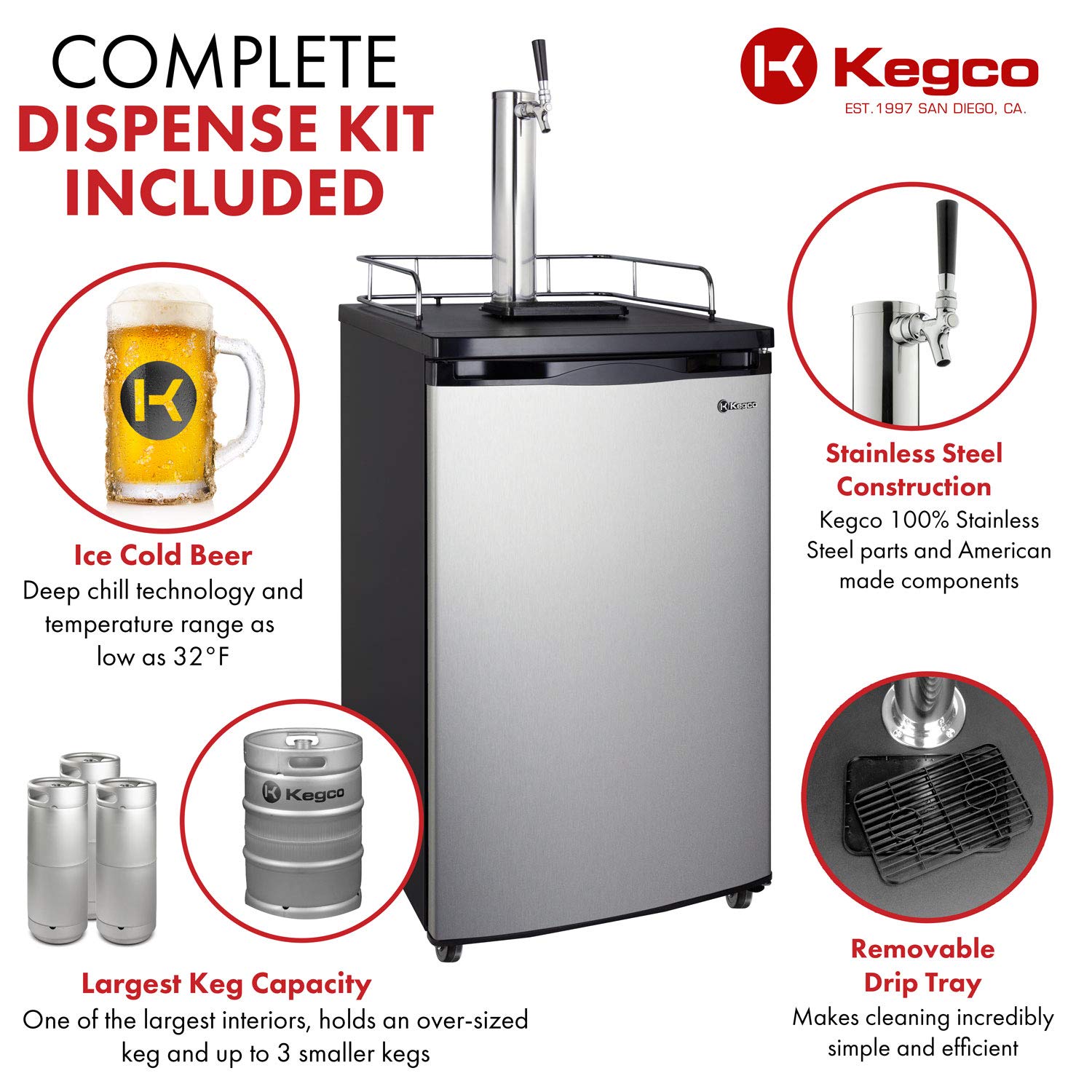 Kegco K199SS 1 Kegerator Stainless Steel