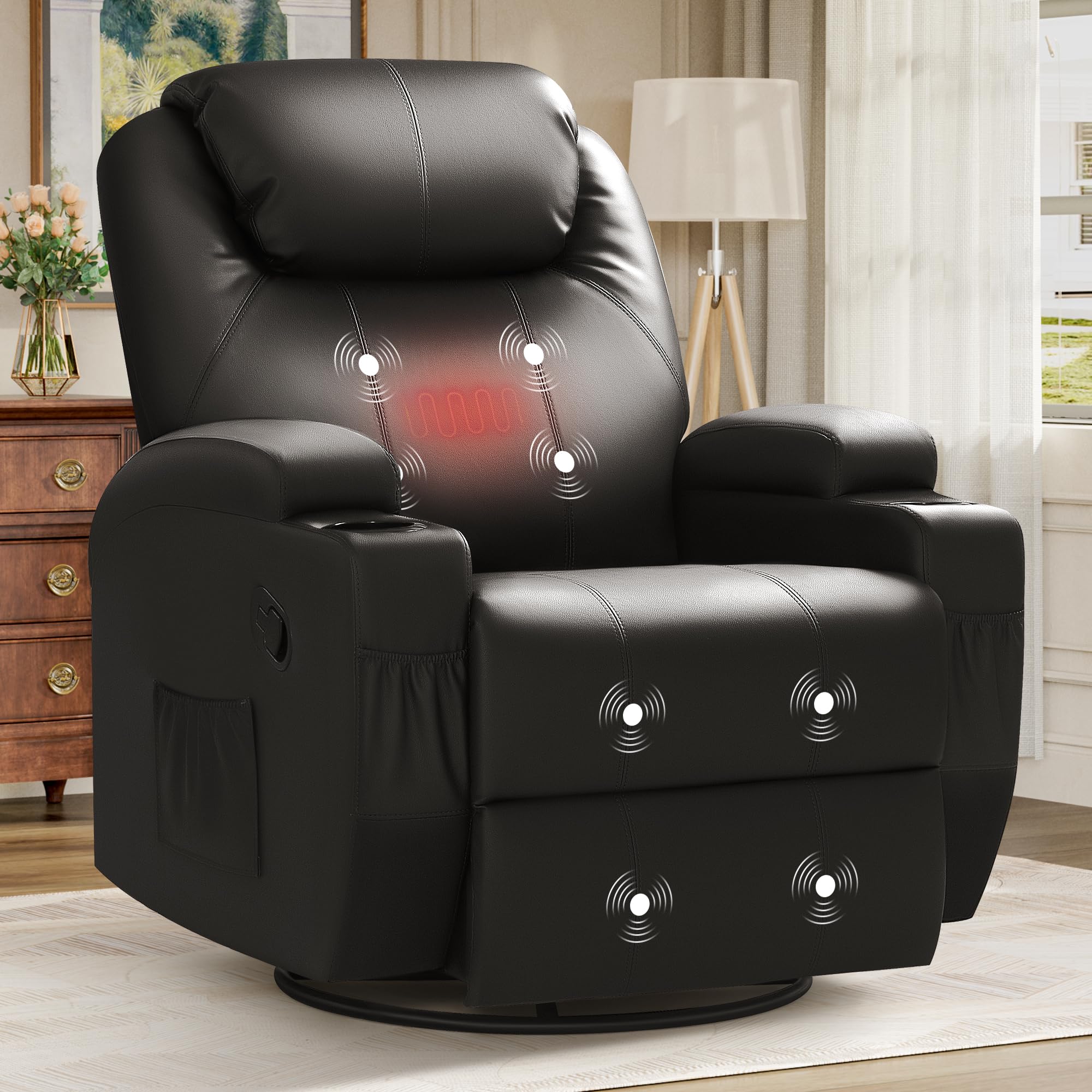 JUMMICO Recliner Massage Heating Rocking