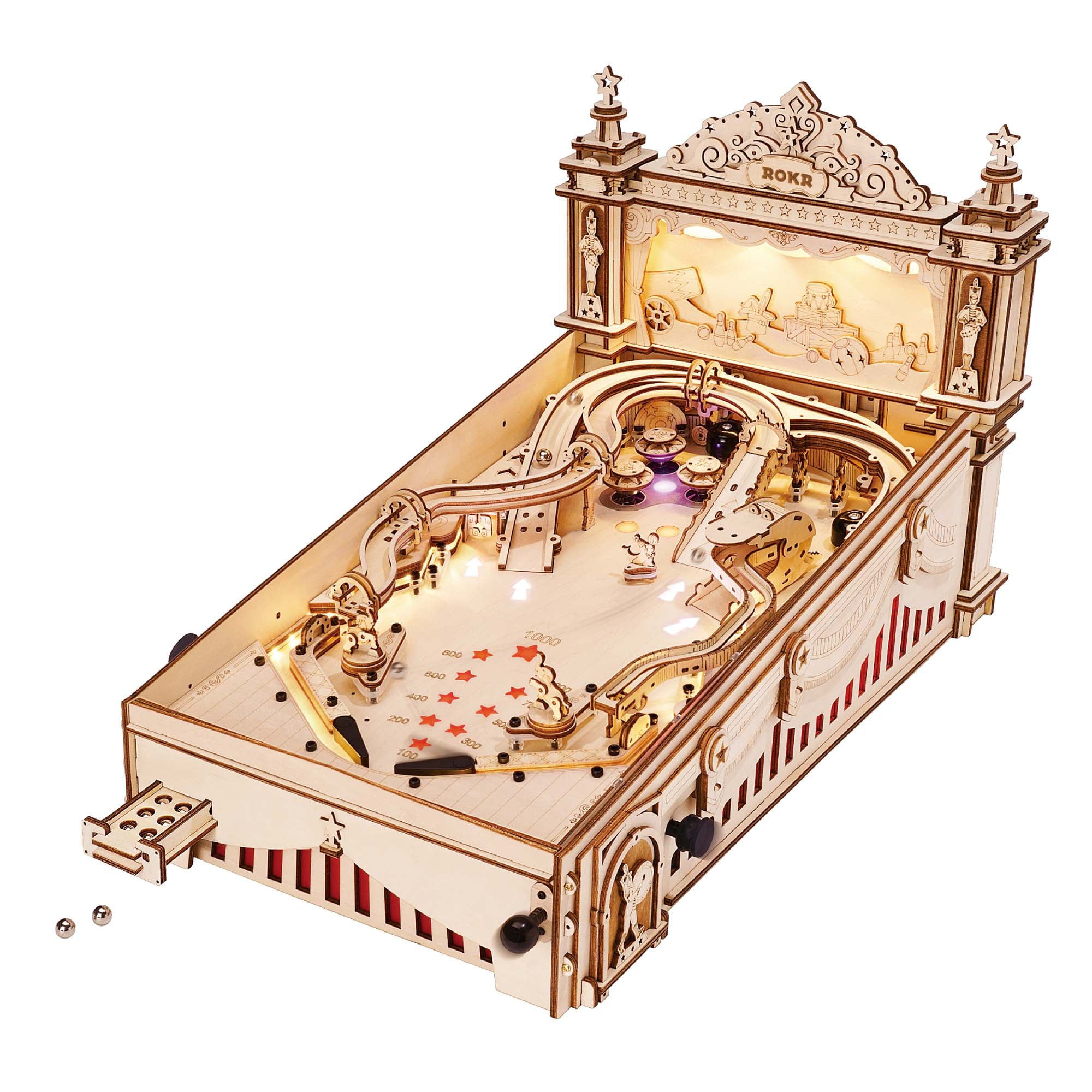 ROKR 3D Puzzle 3D Pinball Machine ,Retro Games Marble Run,Birthday Gift for Adult Kid,482 Pcs