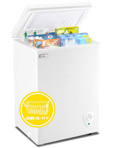Chest Freezer 3.5 CU.FT WANAI Deep Freezers Compact Mini Freezer 7 Temperature Control Low noise with Removable Basket for Dorm Apartment Home Kitchen