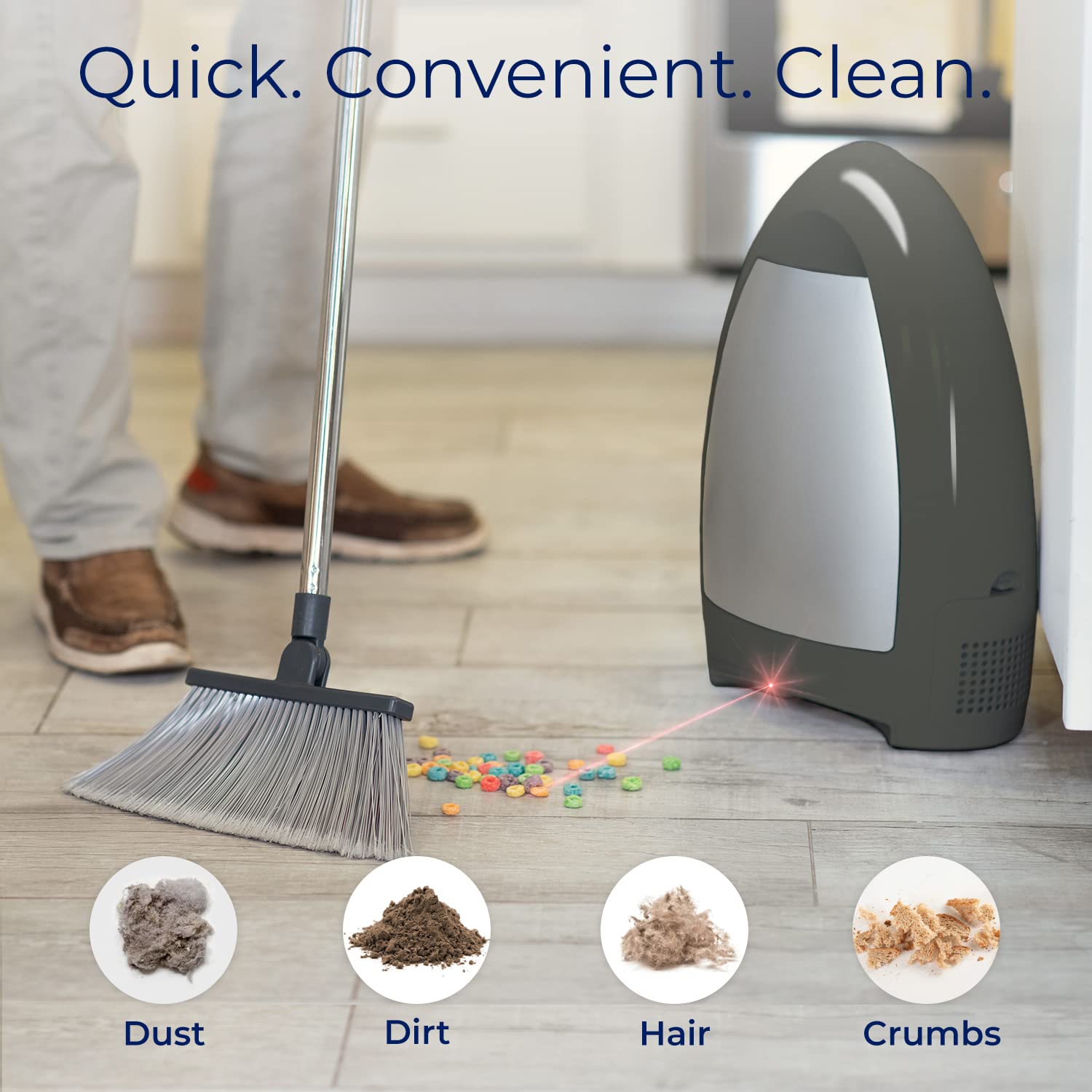 EyeVac Home Touchless Vacuum Automatic Dustpan - Great for Sweeping Salon Pet Hair Food Dirt Kitchen - Fast &amp; Powerful, Corded Canister Vacuum, Bagless, Automatic Sensors, 1000 Watt (Stone Silver)