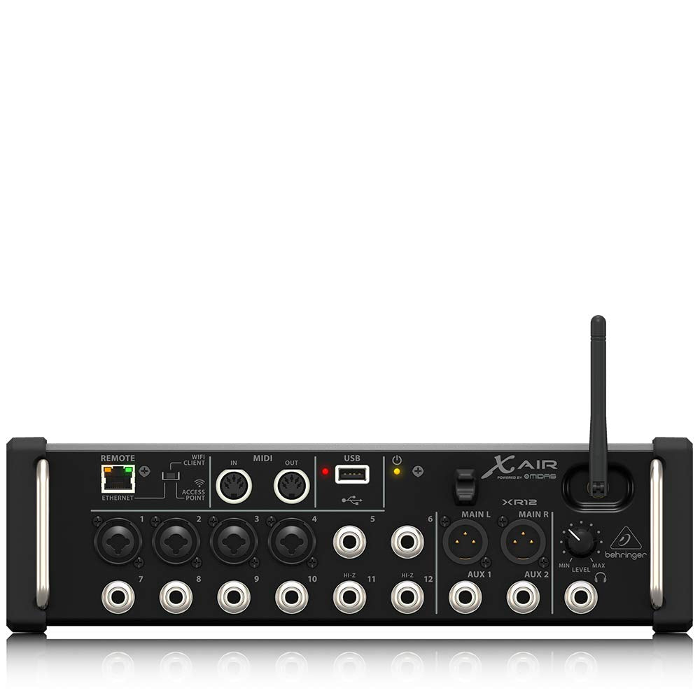 Behringer X AIR XR12 12-Input Digital Mixer for iPad/Android Tablets with 4 Programmable Midas Preamps, 8 Line Inputs, Integrated Wifi Module and USB Stereo Recorder